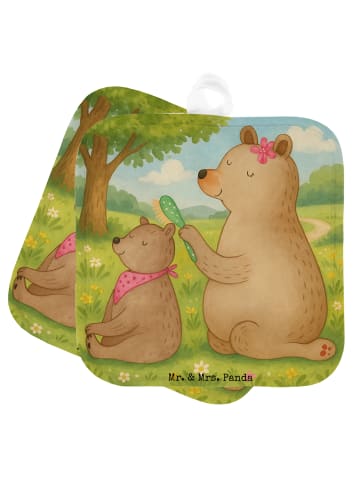 Mr. & Mrs. Panda Potholder Bär Kind Design ohne Spruch in Weiß