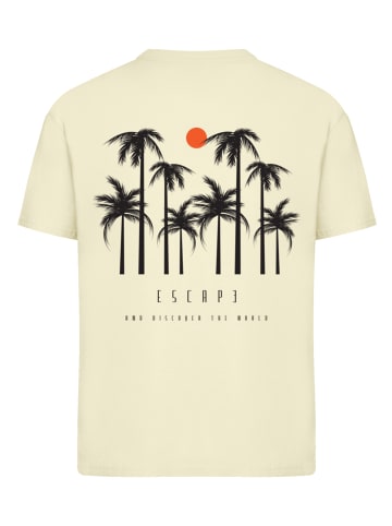 F4NT4STIC Ladies Everyday Tee Escape Discover the World Palm Trees in softyellow