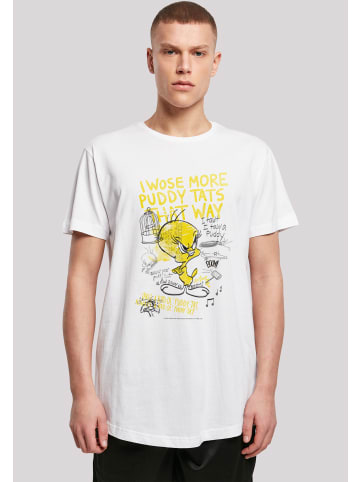 F4NT4STIC Long Cut T-Shirt Looney Tunes Tweety Pie More Puddy Tats in weiß