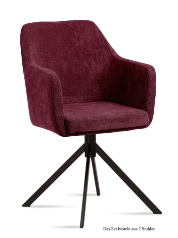 58 aufm Kessel ARMLEHNSTUHL (2er-Set) Dulcy 57x87x60 Schwarz/Marsala