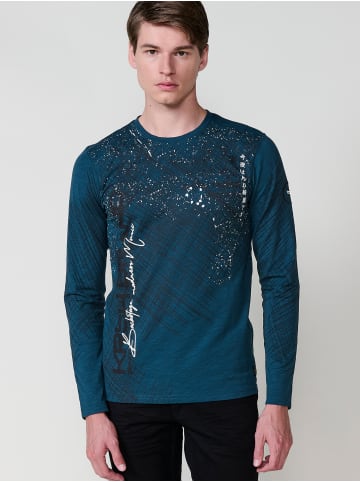 KOROSHI Langarm-t-shirt in petrol