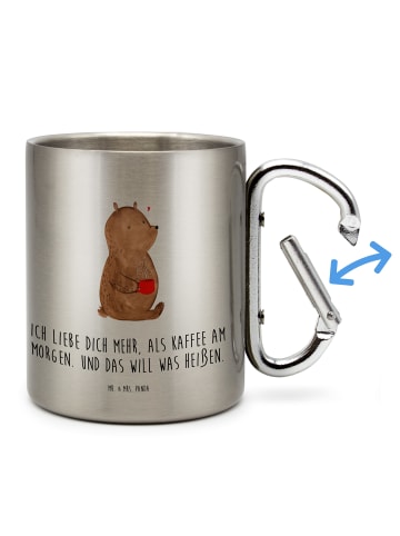 Mr. & Mrs. Panda Thermobecher Bär Morgenkaffee mit Spruch in Silber
