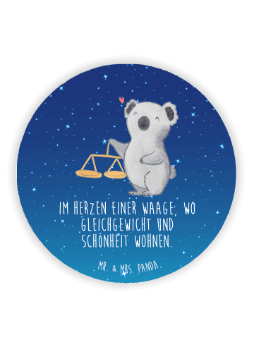 Mr. & Mrs. Panda Kühlschrankmagnet Waage Astrologie mit Spruch in Sternenhimmel Blau