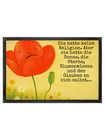 Mr. & Mrs. Panda Türvorleger Blume Mohnblume Design mit Spruch in Weiß