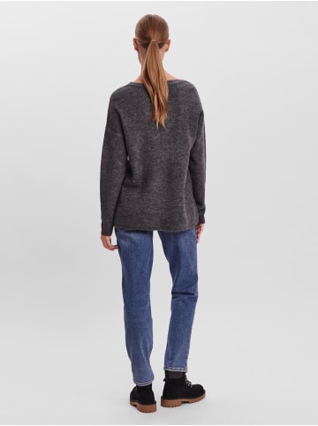 Vero Moda Strickpullover V-Ausschnitt Langarm Sweater VMCREWLEFILE in Grau