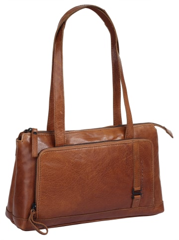 SPIKES & SPARROW Handtasche echt Leder in cognac