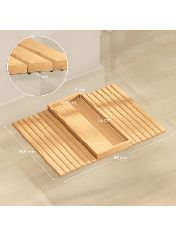 HOMCOM Sofatablett Armlehne-45L x 33,5B x 3H cm-Naturholz