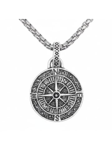 Steel_Art Halskette mit Kompass Raoul silberfarben poliert in silberfarben poliert