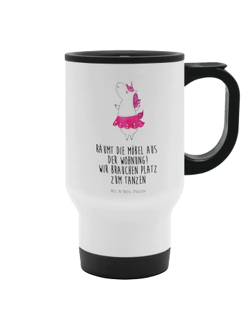 Mr. & Mrs. Panda Reisebecher Einhorn Ballerina mit Spruch in Weiß