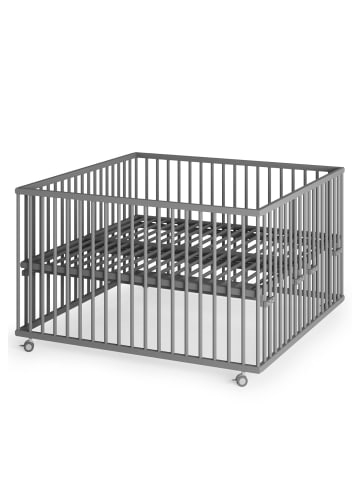 Sämann Sämann Laufgitter mit Lattenrost & Schlupfsprossen - grau - Premium Kollektion