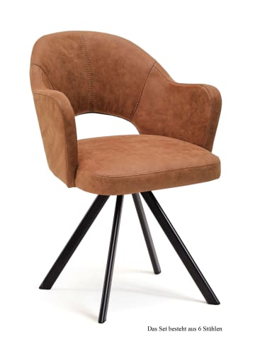 58 aufm Kessel ARMLEHNSTUHL (6er-Set) Debor 59x87x61 Schwarz/Cognac