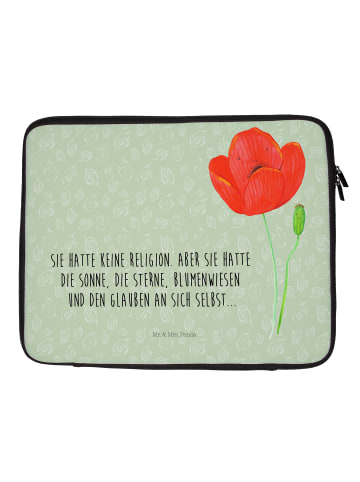 Mr. & Mrs. Panda Hülle Laptop Blume Mohnblume mit Spruch in Blattgrün