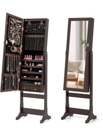 COSTWAY Freistehender Spiegelschrank in Braun