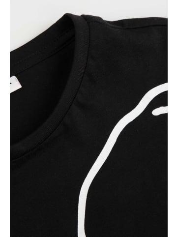 MOKIDA Baumwoll-T-Shirt mit kurzen Ärmeln in schwarz