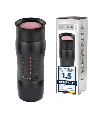 Creano 3x Creano Travel-Mug 400ml Schwarz + Rosa + Grün isolierend aus Edelstahl