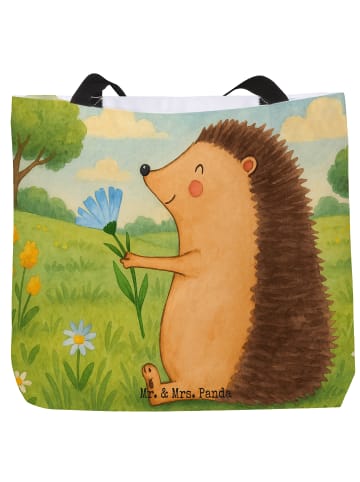 Mr. & Mrs. Panda Shopper Igel Blumen Design ohne Spruch in Weiß