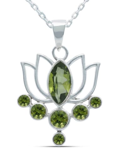 mantraroma 925er Silber - Ketten (L) 24 x (B) 36 mm mit Peridot facettiert