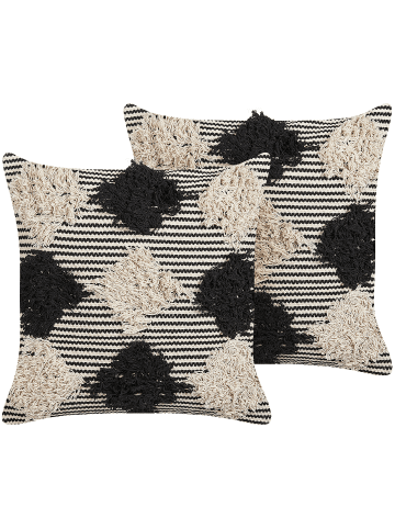 Beliani 2er-Set Dekokissen BHUSAWAL in Schwarz/Beige