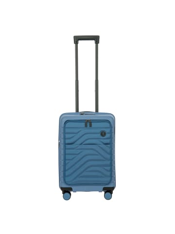 BRIC`s BY Ulisse - 4-Rollen-Kabinentrolley mit Vortasche 55 cm erw. USB (olive) in avio