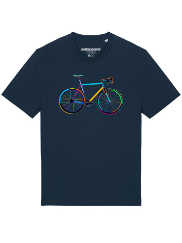 wat? Apparel T-Shirt Fahrrad by night in Dunkelblau