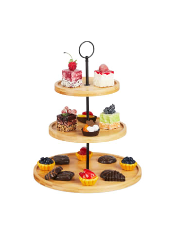 relaxdays Etagere in Natur/ schwarz - (H)36 x Ø 28 cm