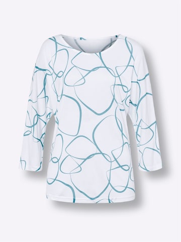 Sieh an! Freizeitshirt in weiß-ozean-bedruckt