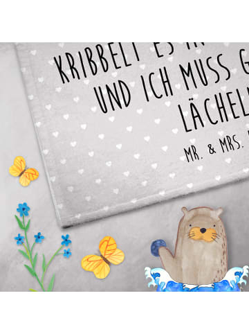 Mr. & Mrs. Panda Handtuch Pinguine Kuss mit Spruch in Grau Pastell