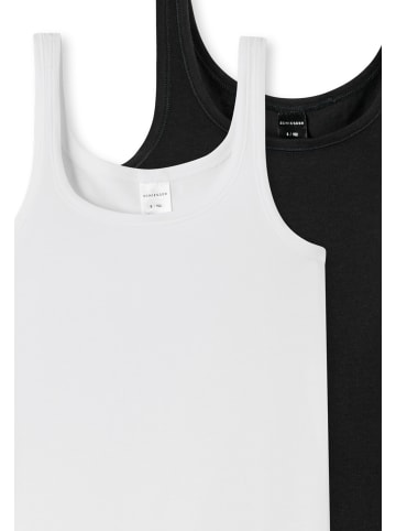 Schiesser Unterhemd / Top Teens Girls 95/5 Organic Cotton in Schwarz / Weiß