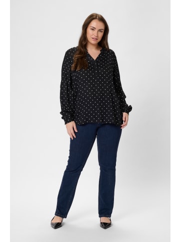 KAFFE curve Langarm-Bluse KCjoy in Black/White Dot