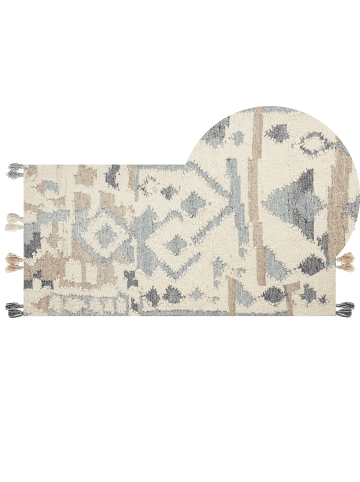 Beliani Kelim MRGAVET in Bunt/Beige/Grau - (W) 80 x (H) 1 x (L) 150 cm