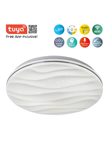näve LED Deckenleuchte "AUSTIN" in weiß - (L)38 cm x (B)38 cm x (H)6 cm - EEK G