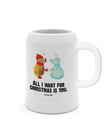 Mr. & Mrs. Panda Krug Nachtfalter Schneemann mit Spruch in Weiß