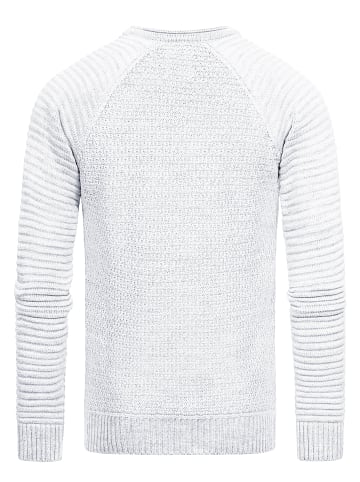 Rusty Neal Schwerer Biker Grobstrick Rundhals-Pullover in Weiß