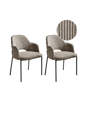 Beliani 2er-Set Esszimmerstuhl RATON in Beige/Schwarz