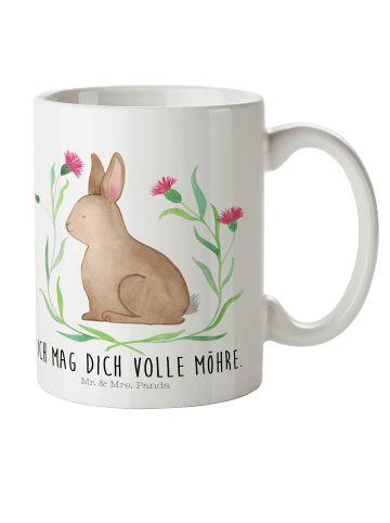 Mr. & Mrs. Panda Kindertasse Hase Sitzen mit Spruch in Weiß