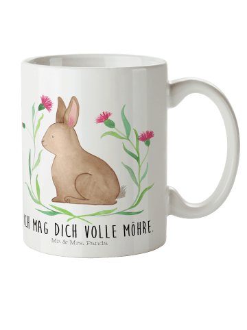 Mr. & Mrs. Panda Trinkbecher Hase Sitzen mit Spruch in Weiß