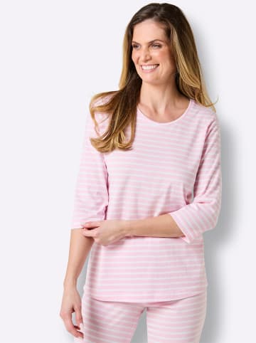 WITT WEIDEN Schlafanzug-Shirt in rosé-weiß-geringelt