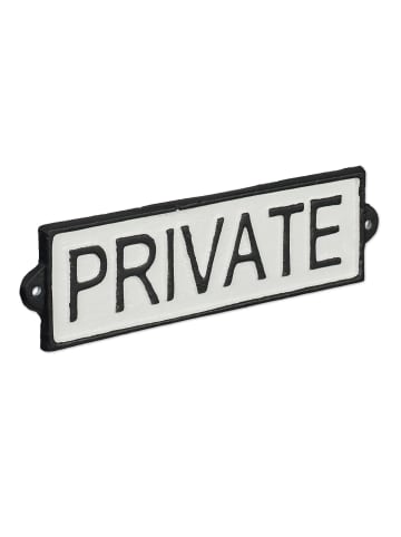 relaxdays Privat Schild in Weiß/ Schwarz
