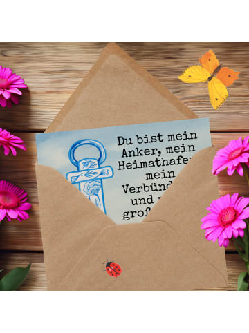 Mr. & Mrs. Panda Klappkarte Anker Blau Design mit Spruch in Weiß