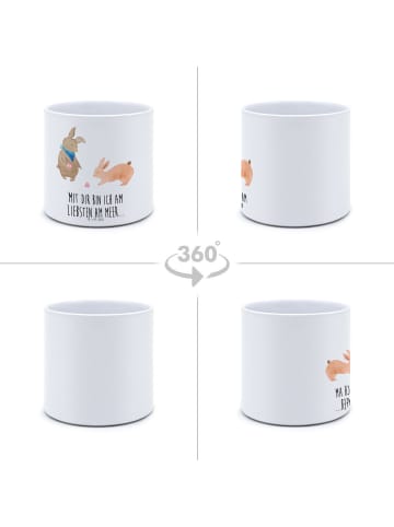 Mr. & Mrs. Panda Pflanzkübel Hasen Muschel mit Spruch in Weiß