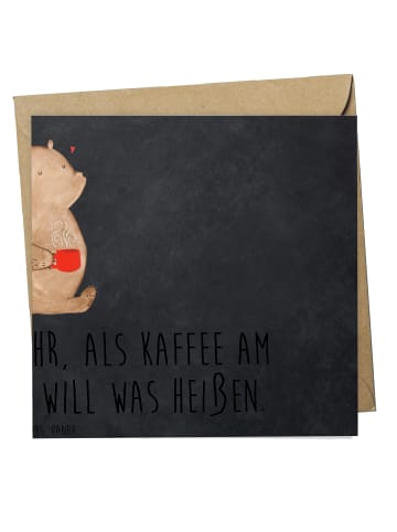 Mr. & Mrs. Panda Einladungskarte Bär Morgenkaffee mit Spruch in Kreidetafel