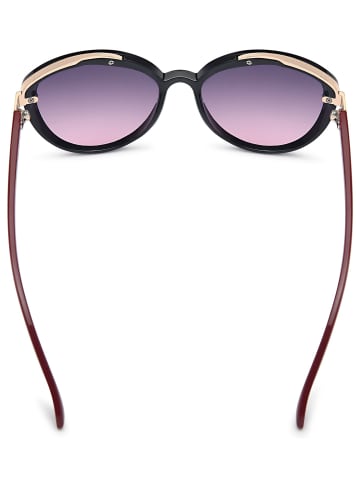 styleBREAKER Ovale Sonnenbrille in Schwarz-Bordeaux / Grau-Violett Verlauf