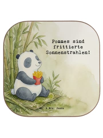 Mr. & Mrs. Panda Holzuntersetzer Panda beflügelt Pommes Design m... in Weiß