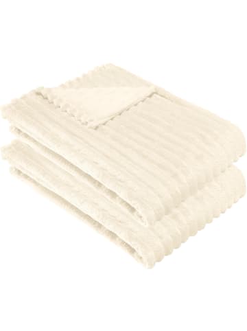 Erwin Müller Fleece, Microfaser Wohndecke 2er-Pack Aosta in wollweiß