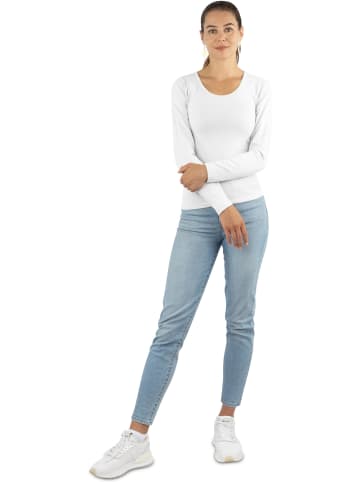 Janice 2 x Damen Langarmshirt Nimes in Weiß