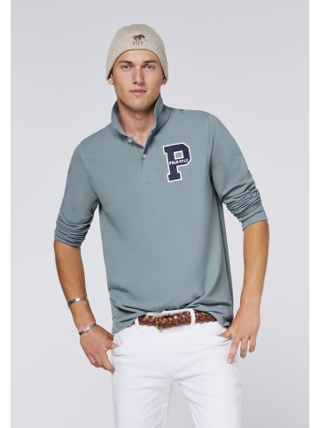Polo Sylt Polo mit langen Ärmeln und Label-Akzent in Blau