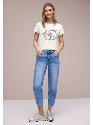 Street One 'Kurzarm Shirt mit floralem Artwork' Weiß