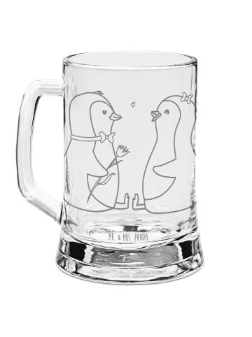 Mr. & Mrs. Panda Gravur Bierkrug Pinguin Pärchen ohne Spruch in Transparent