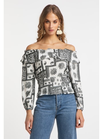 IZIA Damen Carmenbluse in Weiss Schwarz