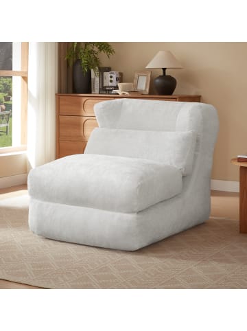 ABRIHOME Relaxsessel in Weiß Chenille umwandelbar mit Liegefunktion für Wohnzimmer